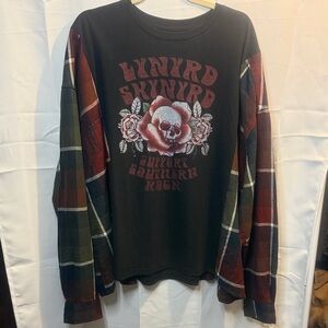 Lynyrd Skynyrd Graphic Long Sleeve Shirt upcycled band flannel oversized large